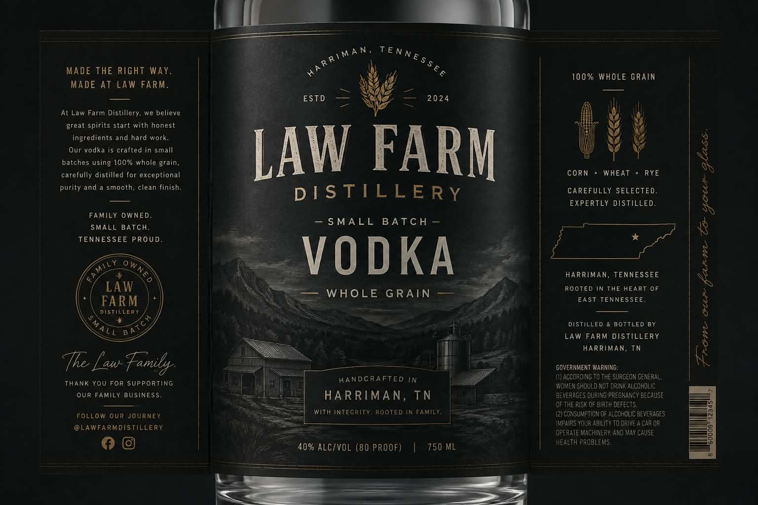 Law Farm Distillery Vodka label